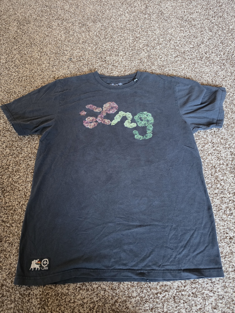 LRG Men's Graphic Logo Crew Neck Short Sleeve T-Shirt Size XL Black Vintage Rare